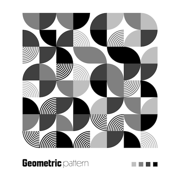 Plik wektorowy geometryczny modny wzór w stylu bauhaus nowoczesne tło z prostymi elementami tekstura retro z