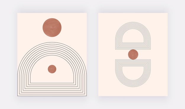 Geometryczny nadruk Boho z okrągłymi kształtami i liniami