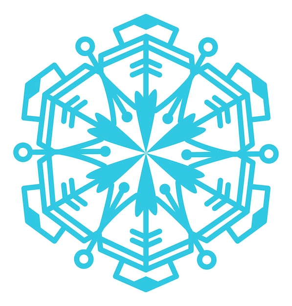 Geometryczny Niebieski Płatek śniegu Sezon Zimowy Element Wakacyjny Izolowany Na Białym Tle
