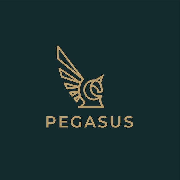 Geometryczny Szablon Logo Pegasus Monoline