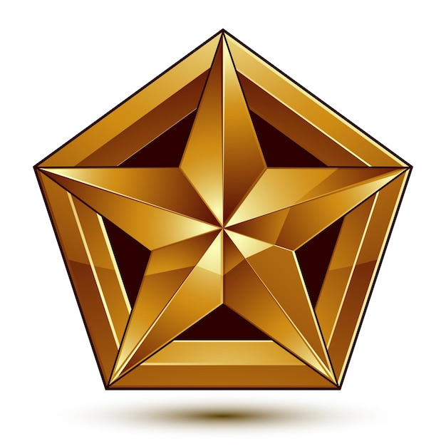 Plik wektorowy geometryczny wektor klasyczny złoty element na białym tle na białym tle, wymiarowa dekoracyjna gwiazda w kształcie herbu.