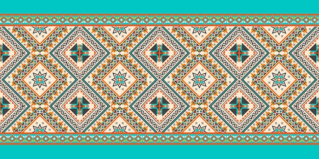 Geometryczny Wzór Etniczny Bez Szwu. Projekt Tła, Dywan, Tapeta, Odzież, Opakowanie, Batik, Tkanina, Styl Ilustracji Wektorowych.