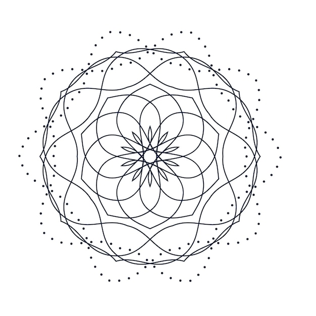 Geometryczny wzór kwiatowy z linii i kropek