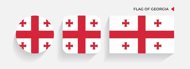 Plik wektorowy georgia flagi ułożone w okrągłe kwadratowe i prostokątne kształty