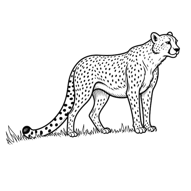 Geparda sylwetka Geparda linia sztuka wektor ilustracja leopard czarna sylwetka wektor