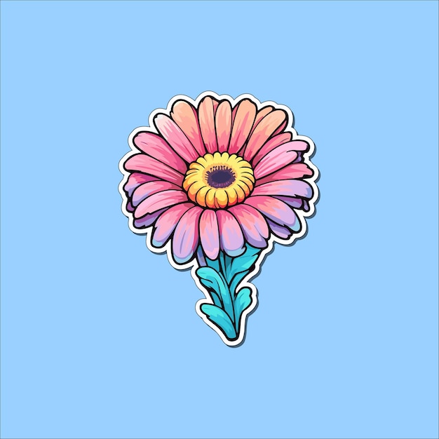 Plik wektorowy gerbera daisy naklejka kawaii ilustracja kreskówki