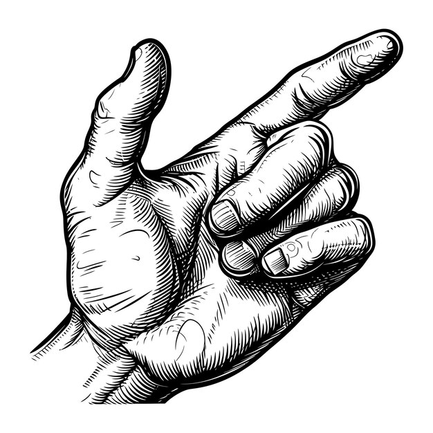 Plik wektorowy gest dłoni w starym stylu grawerowania do rysowania tylko czarny kolor