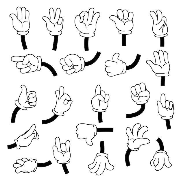Plik wektorowy gesty dłoni, ramiona pokazujące znaki, niewerbalna rozmowa