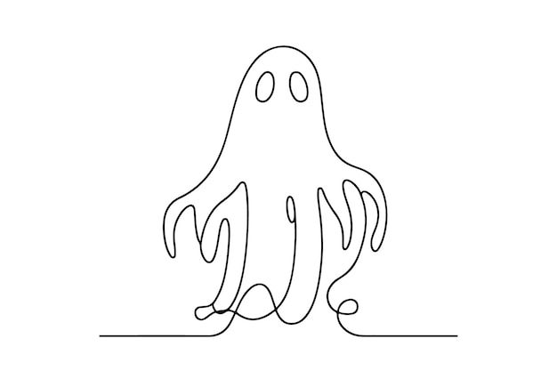 Ghost ciągły rysunek jednej linii ilustracji wektorowej
