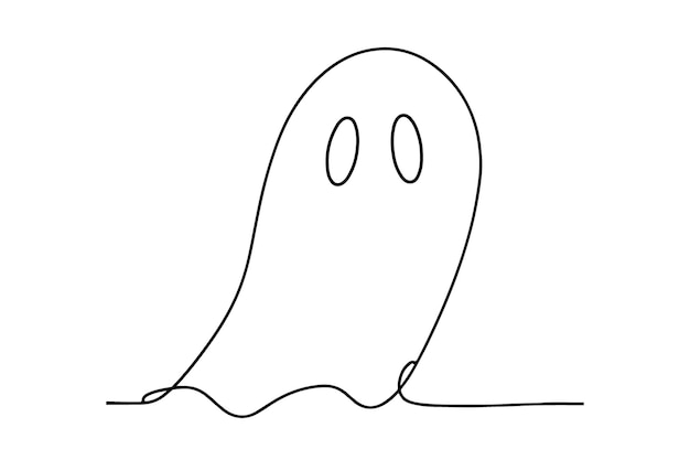 Ghost ciągły rysunek jednej linii ilustracji wektorowej