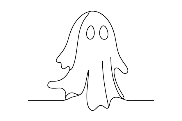 Ghost ciągły rysunek jednej linii ilustracji wektorowej
