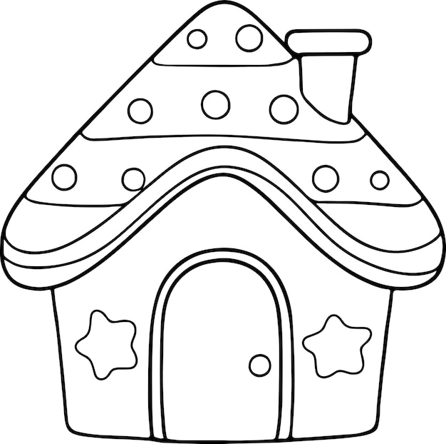 Gingerbread House Ilustracji Wektorowych Czarno-biały Zarys Christmas Gingerbread Kolorowanka Lub Strona Dla Dzieci