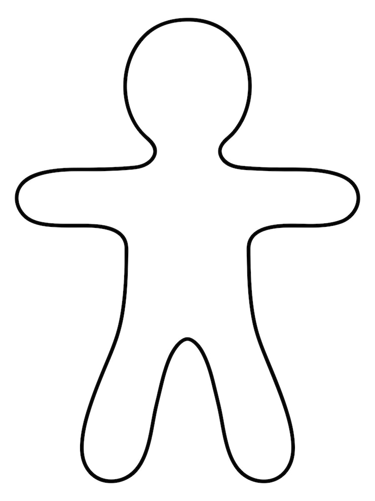 Wektor gingerbread man sketch ginger cookie postać człowieka ręce są rozłożone w stylu doodle