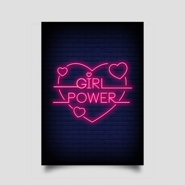 Girl Power Na Plakat W Stylu Neonowym.