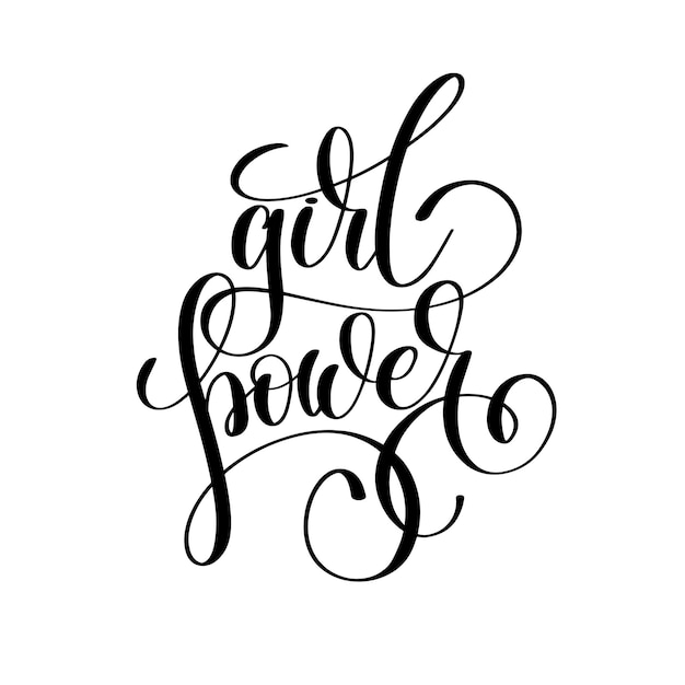 Plik wektorowy girl power ręka napis napis feminizm slogan, ilustracja wektorowa nakładki typografii