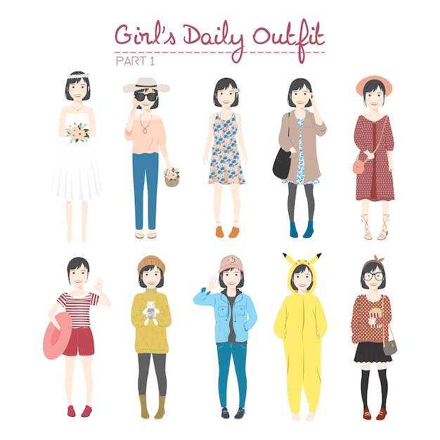 Girl's Daily Outfit Illustration