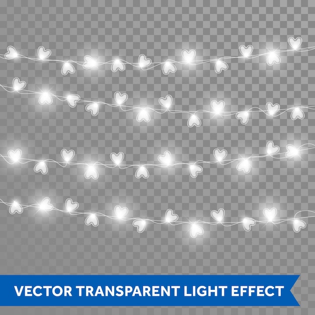 Girlanda światła W Kształcie Serca Na Białym Tle