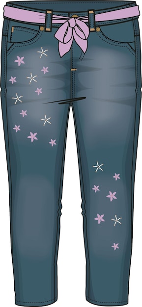 Girls Bottom Wear Denim Jeans Pant Ilustracja Wektorowa