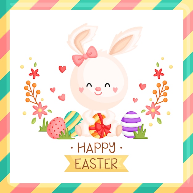 Girly Easter Bunny Card