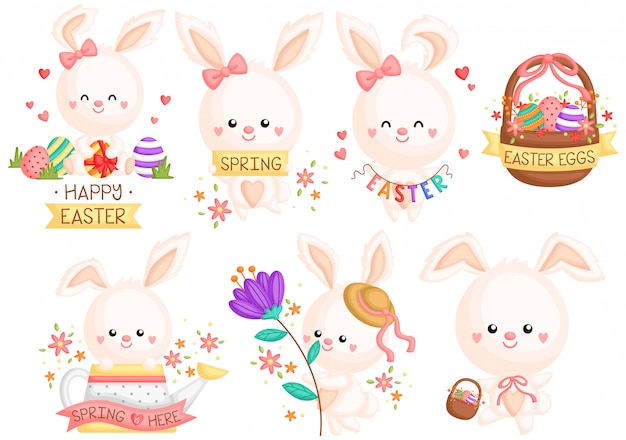 Girly Easter Bunny Set