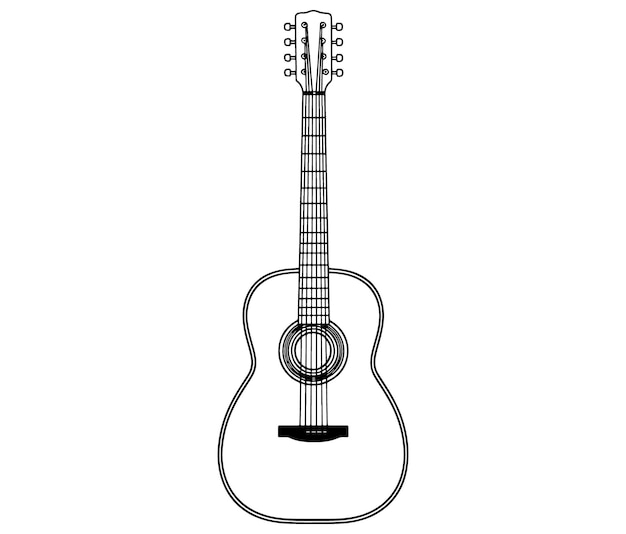 Gitara akustyczna izolowana na białej ikonie gitary Ilustracja wektorowa