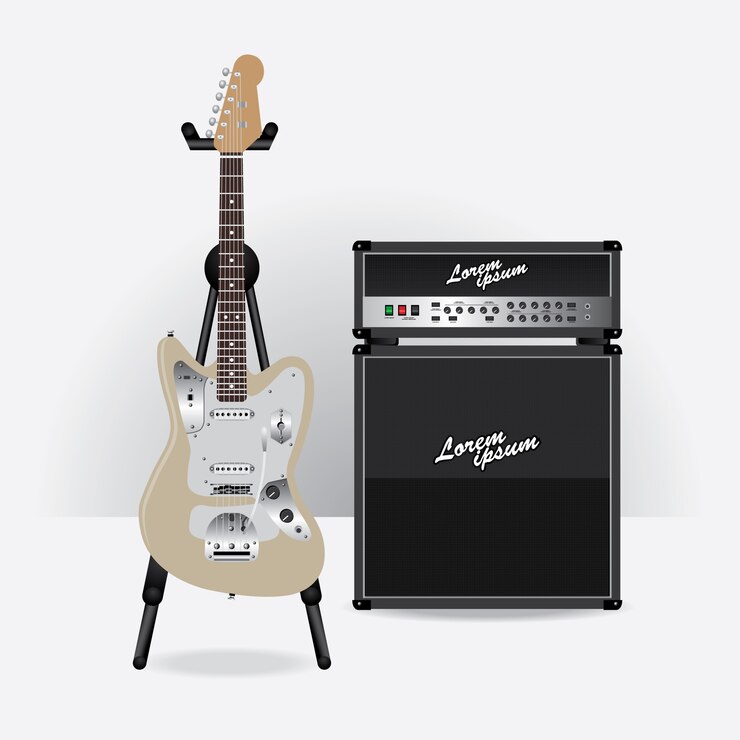 Wektor gitara elektryczna z gitara amplifikatora wektoru ilustracją