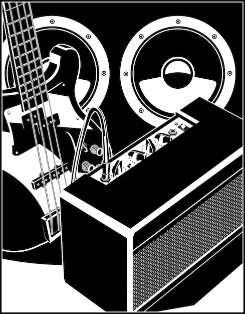 Gitara elektryczna z wzmacniaczem i głośnikami