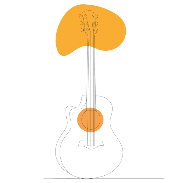 Gitara jeden wektor rysowania linii na białym tle