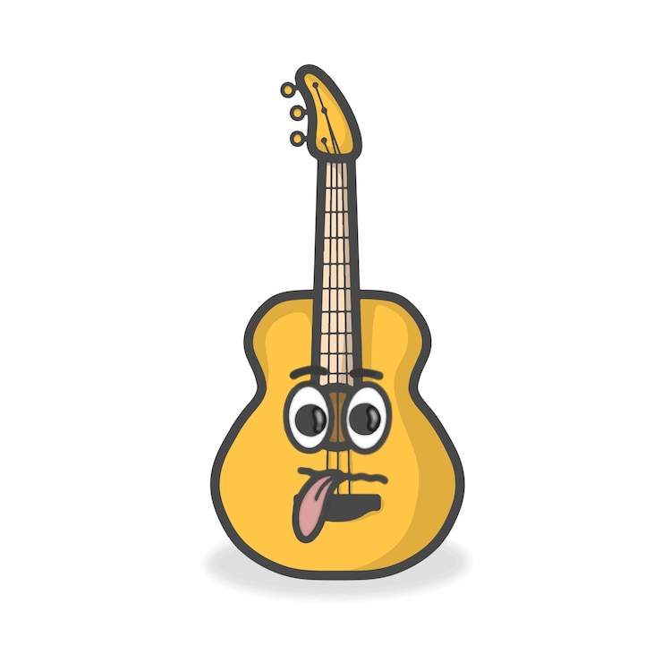 Wektor gitara ładny charakter płaskie kreskówka wektor ilustracja projektu