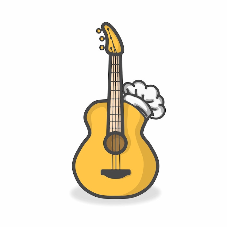Wektor gitara ładny charakter płaskie kreskówka wektor ilustracja projektu
