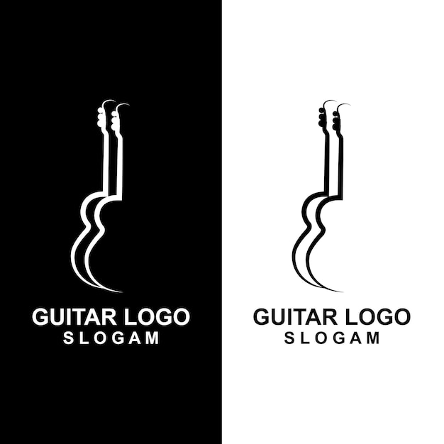 Gitara Logo Design Instrument Muzyczny Wektor Ikona Ilustracja