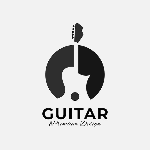 Plik wektorowy gitara logo ikona projektu szablon wektor prosta gitara vintage ilustracja minimalistyczny projekt ikony