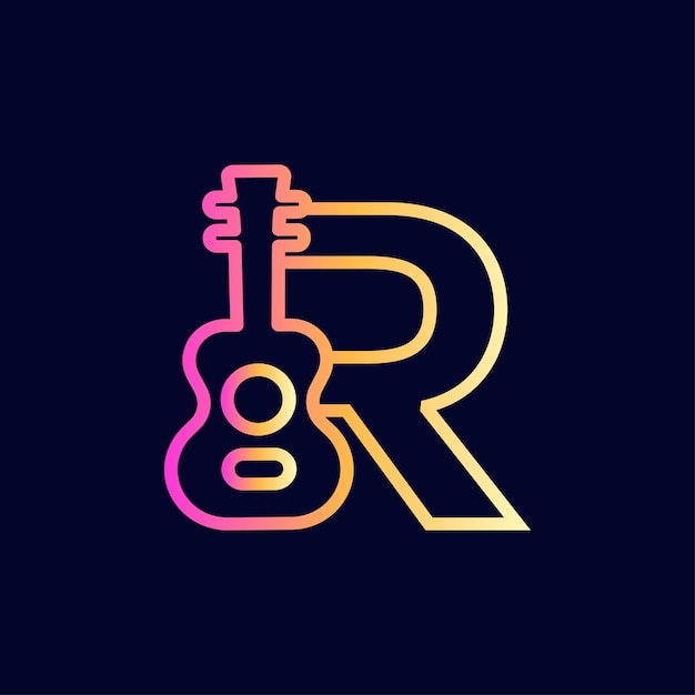 Plik wektorowy gitara muzyka projekt logo marka litera r
