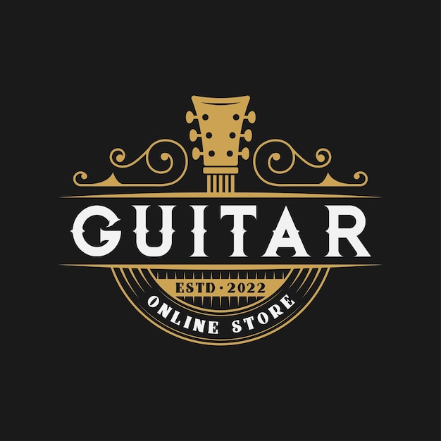 Gitara Muzyka Rocznika Logo Retro