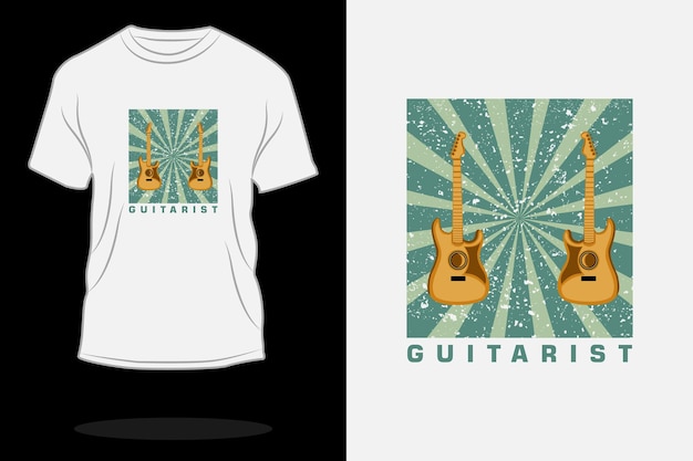 Gitarzysta Retro Vintage T Shirt Design