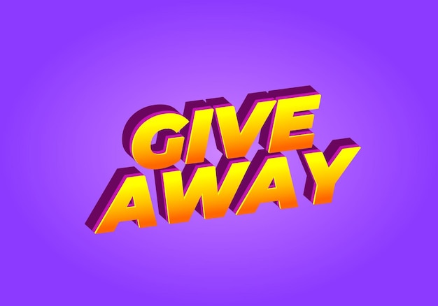 GIVE AWAY Efekt tekstu w stylu 3D z przyciągającym wzrok kolorem