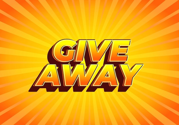 GIVE AWAY Efekt tekstu w stylu 3D z przyciągającym wzrok kolorem