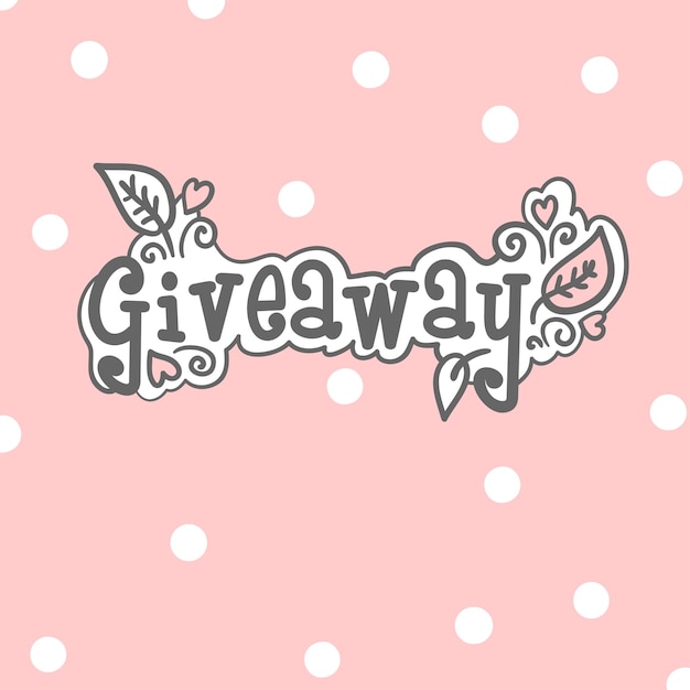 Plik wektorowy giveaway napis doodle w stylu z kwiatowymi elementami