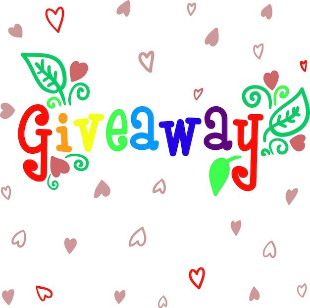 Plik wektorowy giveaway napis doodle w stylu z kwiatowymi elementami