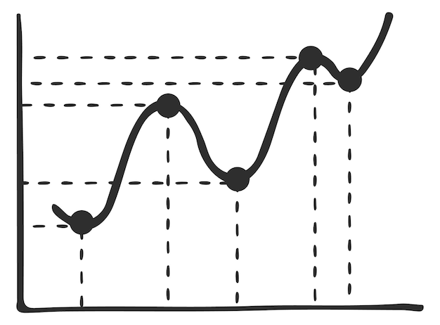 Plik wektorowy gładki wykres punktowy diagram liniowy czarna ikona