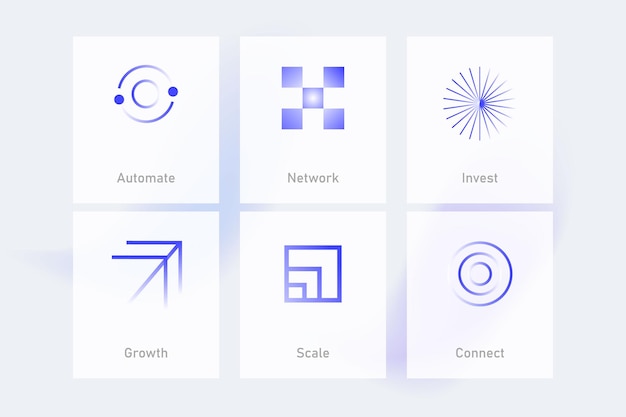 Glass Morphism Automate Network Invest Growth Scale Connect Logomark Szablon Ikon Logo