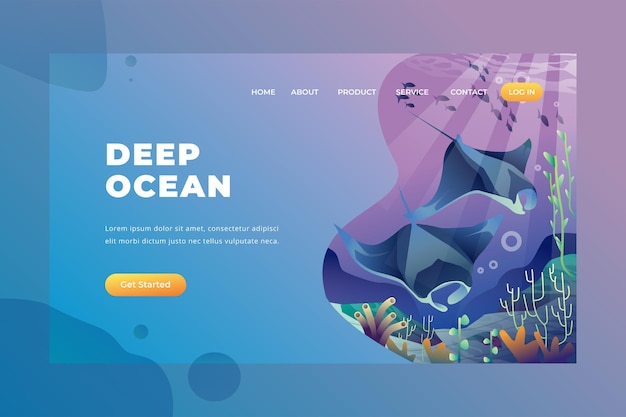 Głęboki Ocean — Strona Docelowa Wektorowa