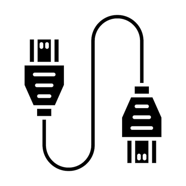 Plik wektorowy glif kabla hdmi, solidna czarna ilustracja