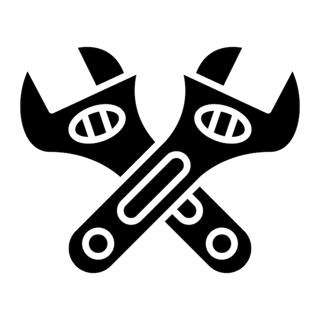 Plik wektorowy glif klucza krzyżowego, solidna czarna ilustracja