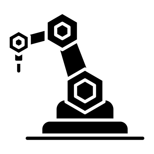 Glif ramienia robota, solidna czarna ilustracja