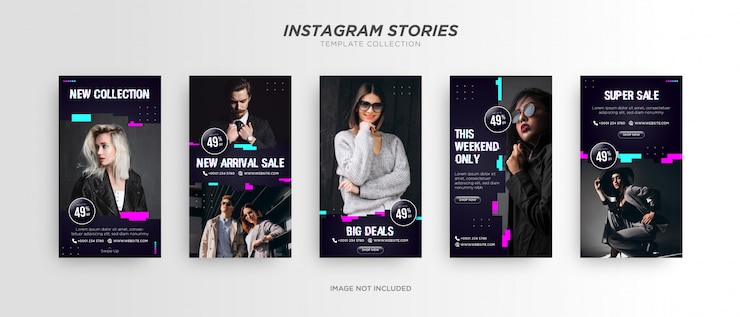 Wektor glitch szablon historii na instagramie w mediach społecznościowych