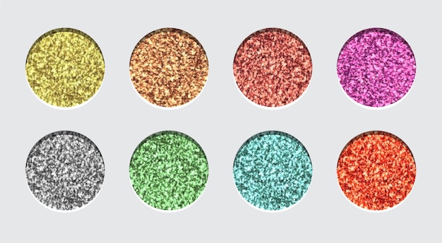 Glitter Eyeshadow Tinsel Shimmer Lipstick Lub Powder Abstract Shine Circles Make Up Palette Vector