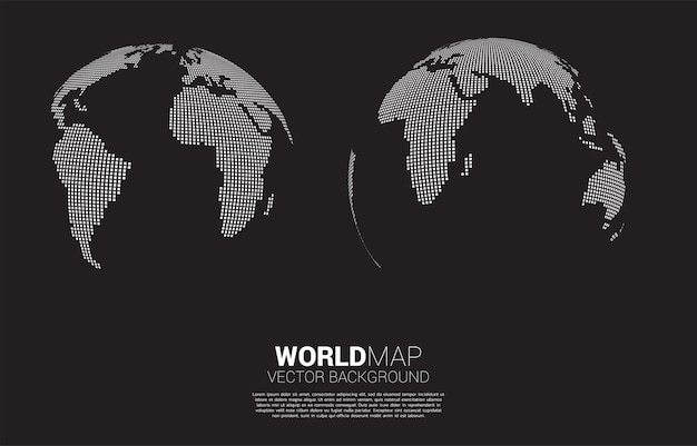 Glob 3d Mapa świata Z Kwadratowych Pikseli.