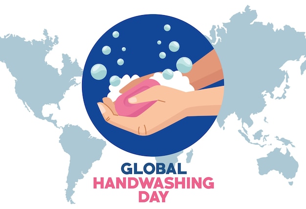 Globalna Kampania Dnia Mycia Rąk Z Rękami I Kostką Mydła Na Planecie Ziemia
