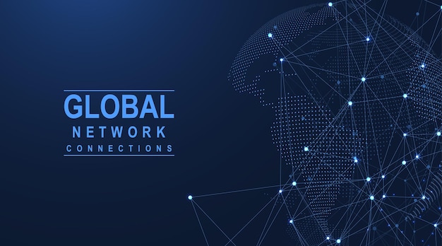 Globalna Koncepcja Połączenia Sieciowego Wizualizacja Dużych Zbiorów Danych Komunikacja W Sieci Społecznościowej Na Całym świecie